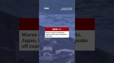 Waves swell after earthquake off coast of Japan. #BBCNews