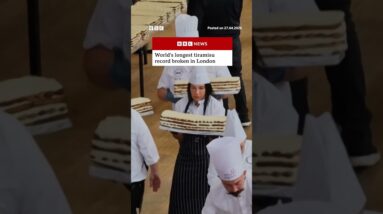 World's longest tiramisu record broken in London. #London #Shorts #BBCNews