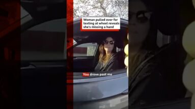 Woman pulled over for texting at wheel reveals she's missing a hand. #Florida #BBCNews