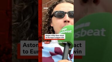 Aston Villa fans react to Europa League win. #EuropaLeague #AstonVilla #BBCNews