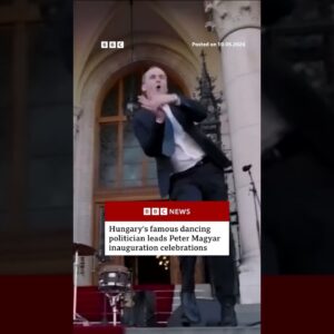 Hungary's famous dancing politician leads Peter Magyar inauguration celebrations. #BBCNews