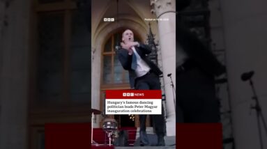 Hungary's famous dancing politician leads Peter Magyar inauguration celebrations. #BBCNews