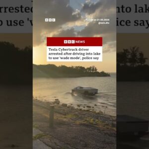 Man arrested in Texas for intentionally driving Tesla Cybertruck into lake. #USNews #BBCNews
