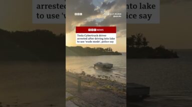 Man arrested in Texas for intentionally driving Tesla Cybertruck into lake. #USNews #BBCNews
