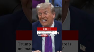 Trump says month-long ceasefire between the US and Iran is on "massive life support". #BBCNews