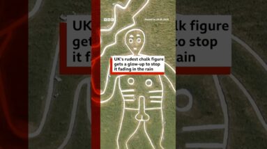 UK's rudest chalk figure Cerne Abbas Giant gets a glow-up. #Dorset #BBCNews