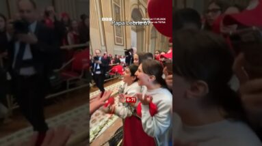 Pope Leo does viral '6-7' meme in the Vatican. #67 #Pope #PopeLeo #Vatican #BBCNews