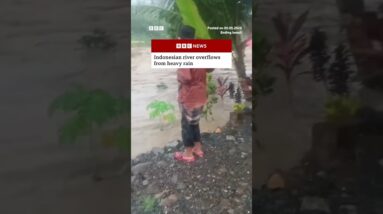 Indonesian river overflows from heavy rain. #CipamingkisRiver #Bogor #BBCNews