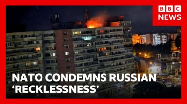 Russian drone hits Romanian apartment block | BBC News