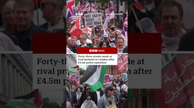Forty-three arrests made at rival protests in London after £4.5m police operation. #BBCNews