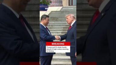 Trump and Xi shake hands in Beijing ahead of high-stakes talks #BBCNews