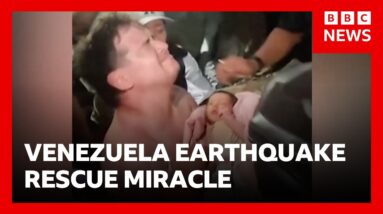 Venezuela earthquake - miracle rescue of mother and baby - 46,000 people missing | BBC News