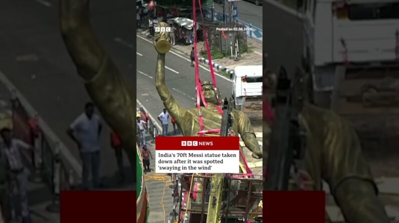 India's 'unsafe' 70ft Lionel Messi statue taken down. #Messi #India #BBCNews
