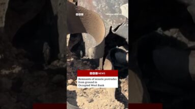 Part of a missile lands in the Israeli-occupied West Bank. #BBCNews