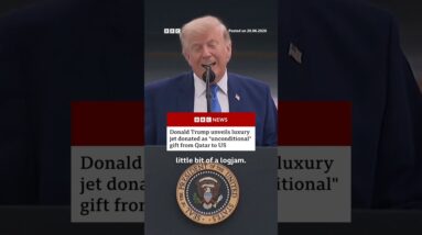 President Trump unveils Qatari luxury jet for Air Force One fleet. #Qatar #US #AirForceOne #BBCNews