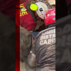 Rescuers cheer as man pulled from rubble after Venezuela earthquakes. #BBCNews