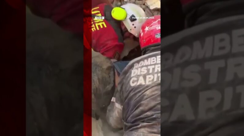 Rescuers cheer as man pulled from rubble after Venezuela earthquakes. #BBCNews