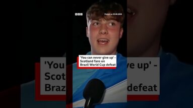 Scotland fans react to 0-3 loss to Brazil in World Cup. #Scotland #TartanArmy #BBCNews