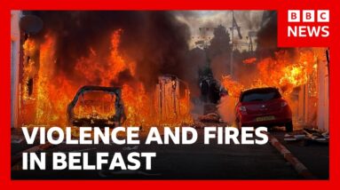 Homes set on fire in Belfast night of violence after knife attack | BBC News