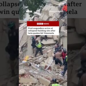 First responders at collapsed building site after twin earthquakes hit Caracas, Venezuela. #BBCNews