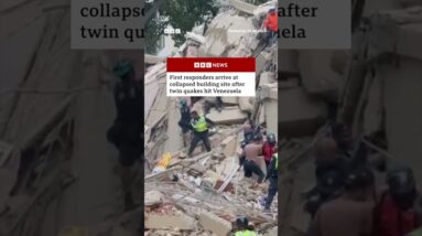 First responders at collapsed building site after twin earthquakes hit Caracas, Venezuela. #BBCNews