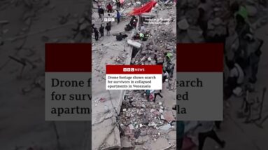 Drone footage shows continued rescue efforts in Venezuela after earthquakes. #Venezuela #BBCNews