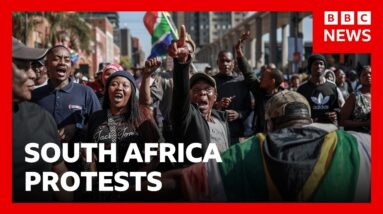 Heavy security deployed in South Africa ahead of anti-migrant protests | BBC News