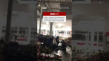 Video captures loud bang and falling merchandise in Costco store amid Japan earthquake. #BBCNews