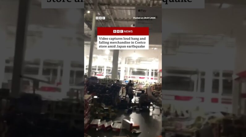 Video captures loud bang and falling merchandise in Costco store amid Japan earthquake. #BBCNews