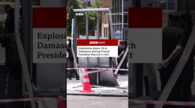 Eighteen injured in Damascus explosions near hotel where Macron was staying. #Syria #BBCNews
