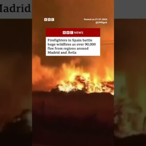 Firefighters in Avila Province, Spain, battle huge wildfires. #Spain #Wildfires #BBCNews