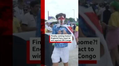 Finally coming home?! England fans react to win against DR Congo. #FIFAWorldCup #ThreeLions #BBCNews