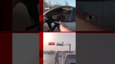 Police officer saves man from burning car in Texas. #Southlake #Texas #BBCNews
