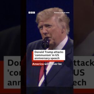 Donald Trump attacks 'communism' in US anniversary speech. #DonaldTrump #BBCNews