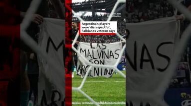 UK says Falklands Islands "definitely ours" after Argentina World Cup banner. #BBCNews