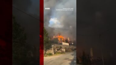 Helicopters dump water as huge Norway fire destroys homes. #Europe #BBCNews