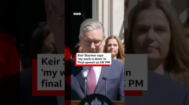 Starmer says his work is done in final speech as UK PM. #KeirStarmer #BBCNews