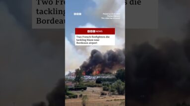 Two French firefighters die tackling blaze near Bordeaux airport. #BBCNews