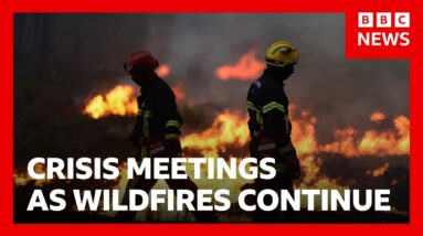 Wildfires in France and Spain trigger 300,000 evacuations as crisis meetings to be held | BBC News