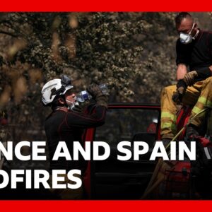 Firefighters try to stop flare-up of France and Spain wildfires as fourth heatwave begins | BBC News