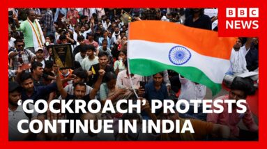 Thousands of students continue 'cockroach' protest in Delhi | BBC News
