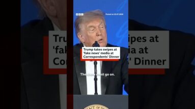 Trump takes swipes at 'fake news' media at Correspondents' Dinner. #BBCNews