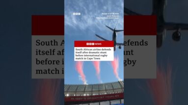 South African airline defends low-altitude aerial stunt over packed stadium. #BBCNews
