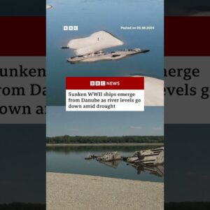 Sunken WWII ships emerge from Danube as river levels go down amid drought. #BBCNews