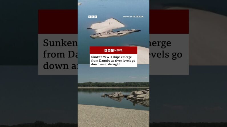 Sunken WWII ships emerge from Danube as river levels go down amid drought. #BBCNews