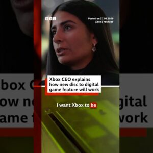 Xbox's new disc to digital feature explained by CEO Asha Sharma. #Xbox #Gamescom #BBCNews