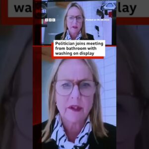 Politician joins meeting from bathroom with washing on show. #NewZealand #BBCNews