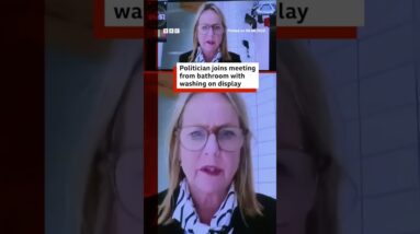 Politician joins meeting from bathroom with washing on show. #NewZealand #BBCNews