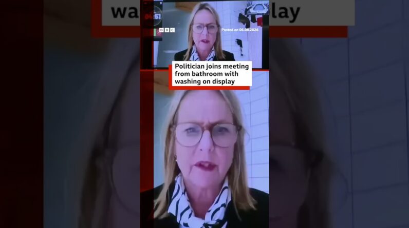 Politician joins meeting from bathroom with washing on show. #NewZealand #BBCNews