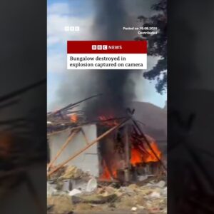 Bungalow destroyed in explosion captured on camera. #BBCNews